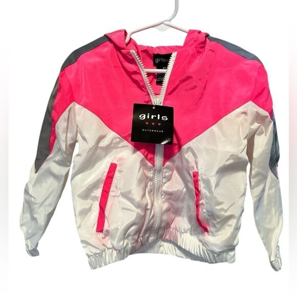 NWT Girls Toddler Pink Lightweight Full Zip Windbreaker Hooded  Hood Size 2T - Picture 1 of 5